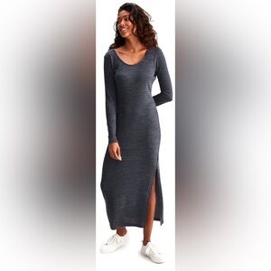 LOLË Downtown Maxi Dress, Heather Charcoal Gray, Women’s Size Medium Long Sleeve